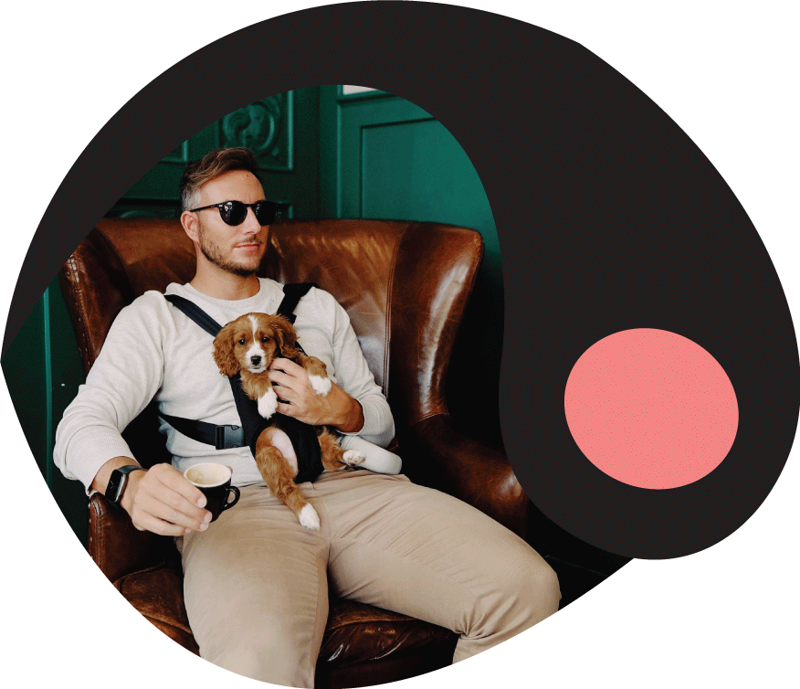 James Creative with his dog.